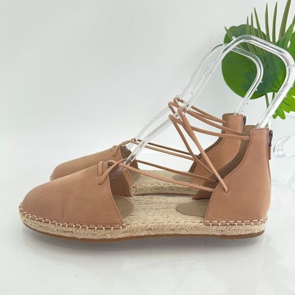 Eileen Fisher Women's Espadrille Shoe Size 10 Elastic Lace Ankle Strap Flat Tan - Picture 5 of 14